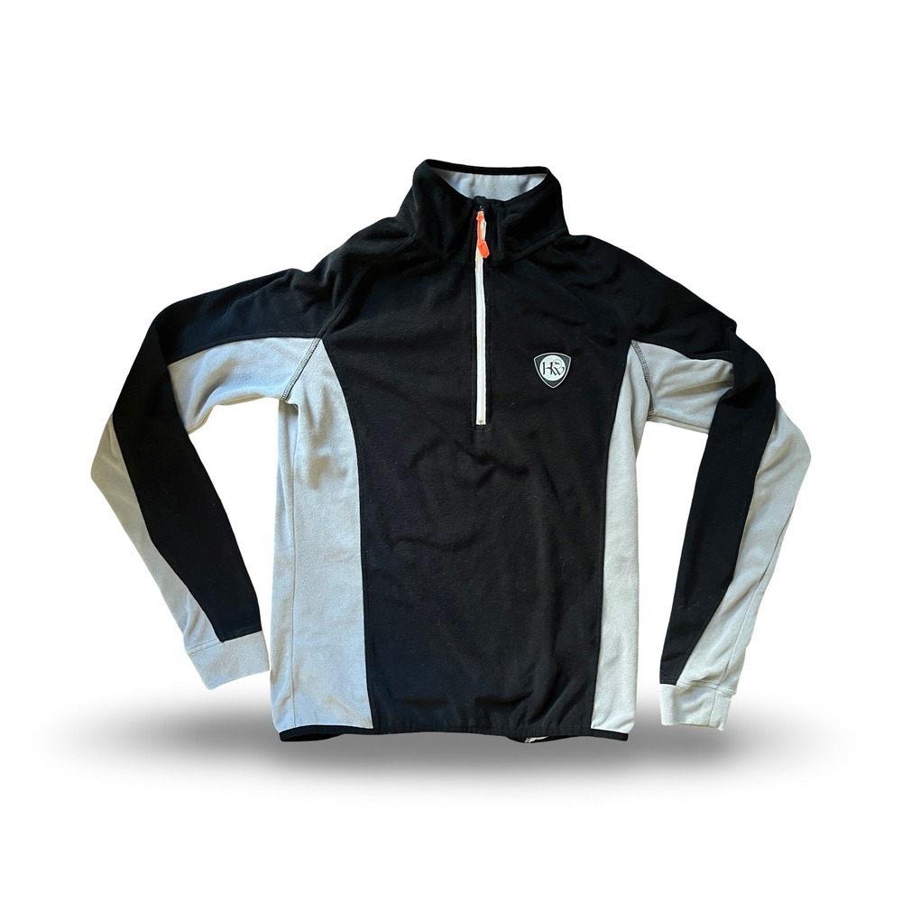 Horseware Ireland Women Medium Black Grey Fleece Quarter Zip Pullover Thumbholes